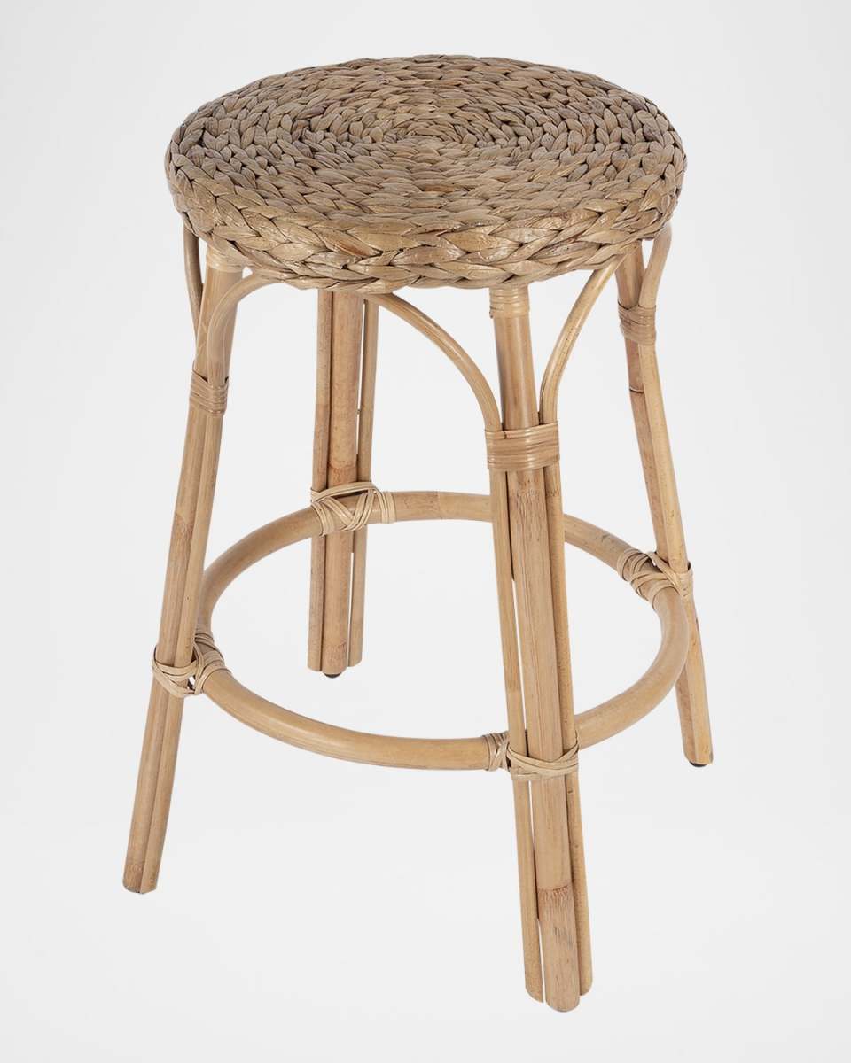 Tobias 24" Rattan and Water Hyacinth Counter Stool